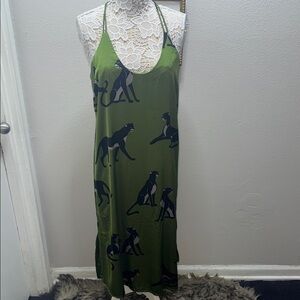 Auden Green Halter Pajama Dress with Black Panther Print